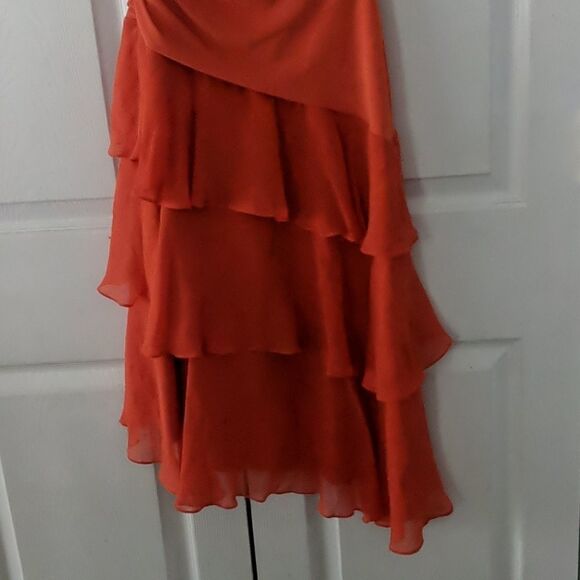 BCBGMAXAZRIA 2 tone orange tangerine tiered dress Sz XS - Picture 5 of 9
